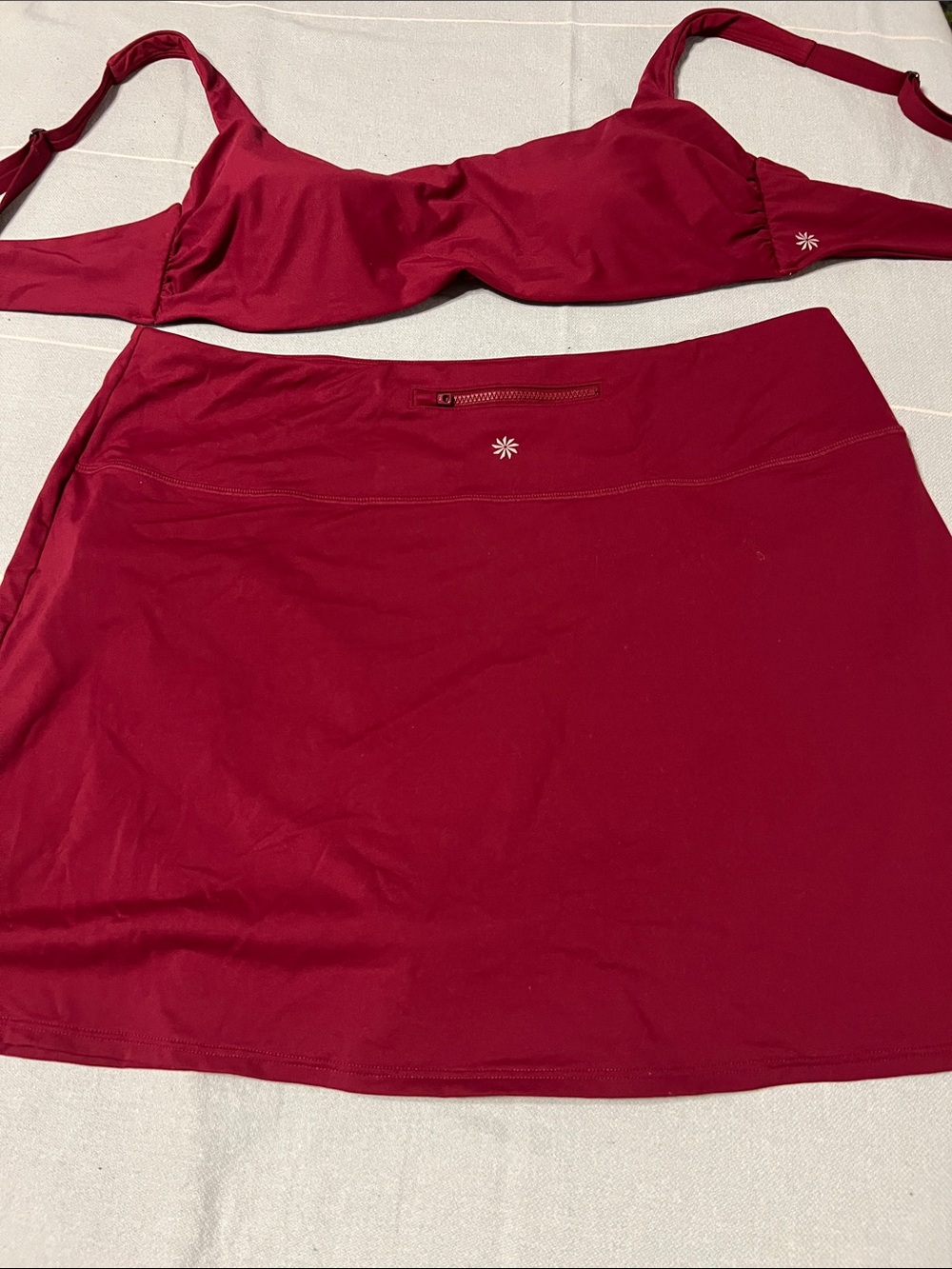 Athleta Berry Red Bikini Top and Skort Set